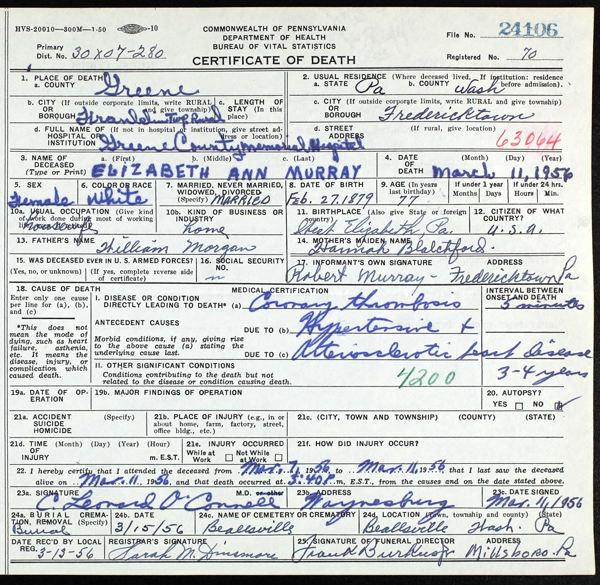 death certificate